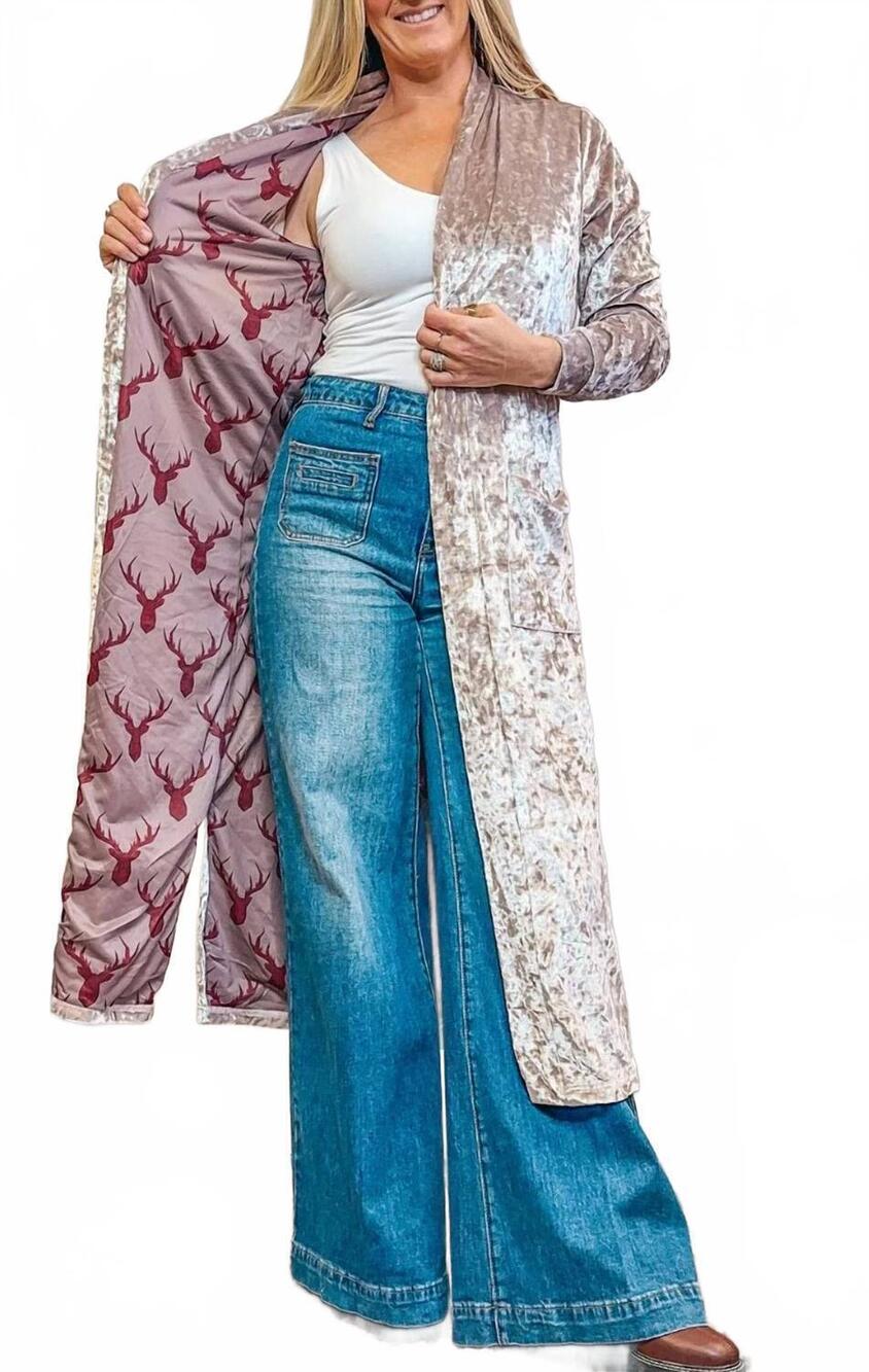 NEW PANACHE APPAREL make a statement velvet duster cardigan in pink